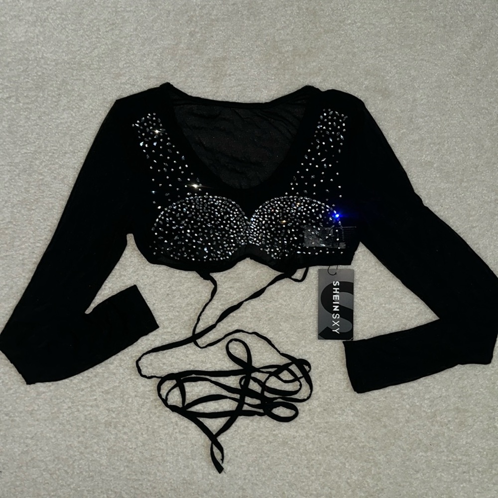 black sequen top